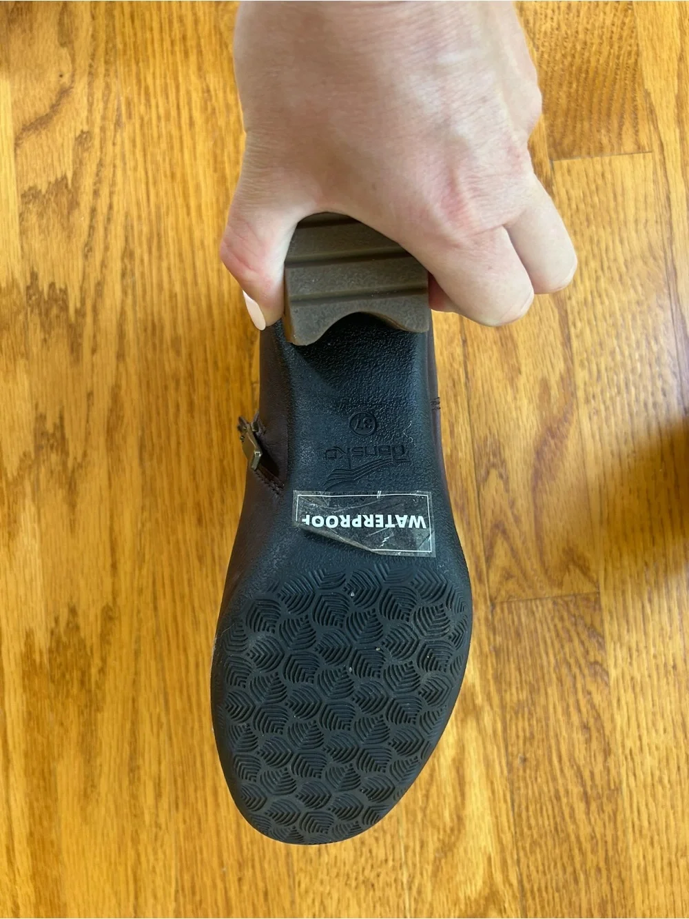 Dansko Dark Brown Leather Ankle Booties with Buckle - Picture 5 of 5